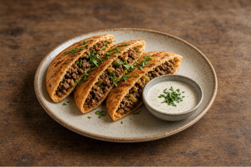 Arayes with Garlic Tahini Yogurt Sauce